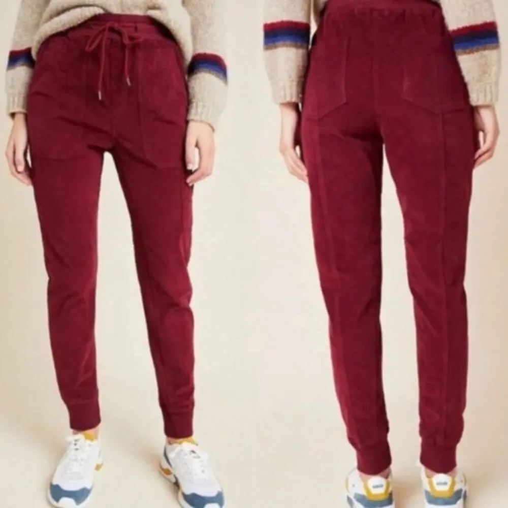 Anthropologie Leigh Corduroy Joggers Burgundy Size Medium